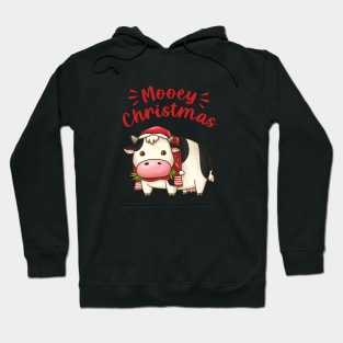 Mooey Christmas Cow in Santa Hat Hoodie